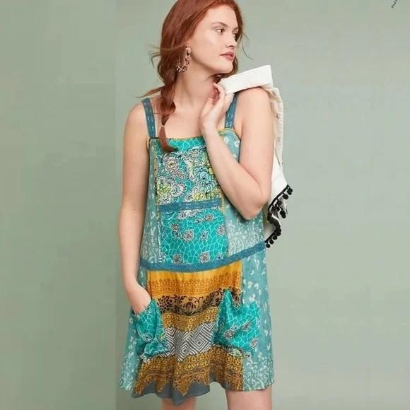 Anthropologie Tiny Boho Scarf Patchwork Printed T… - image 3