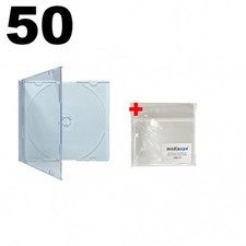 50 SLIM WHITE Color CD Jewel Cases 100 OPP Bags