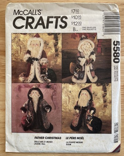 McCall's 5580 Father Christmas Doll & Clothes 21" ~ 4 Variations Uncut FF