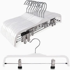 TOPIA HANGER Wooden Pants Hangers,Slim Natural Wood Skirt Hangers with Anti-R...