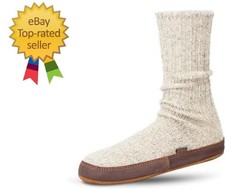 Acorn Mens and Womens Original Slipper Socks Medium, Light Grey Ragg Wool