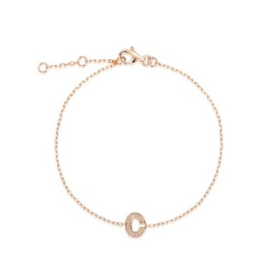 Damenarmband 9 kt Rotgold Diamant besetzt Initialen C