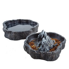 2 Pack Large Reptile Food Water Bowl Set with Drowning Prevention Dish