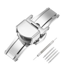 Stainless Steel Deployment Clasp 10mm Butterfly Folding Buckle, Silver