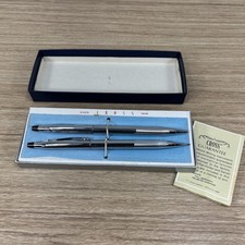 Vintage CROSS Chrome Pen Pencil Set Original Box Papers