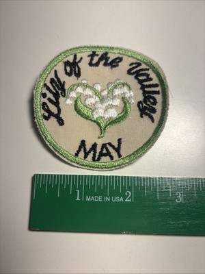 Vintage May Lily Of The Valley Patch Embroidered Flower Of The Month Sew On