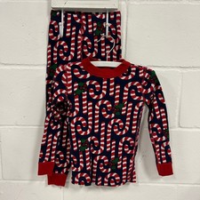 Hanna Andersson Holiday Christmas Long John Pajama Set Candy Cane Size 4