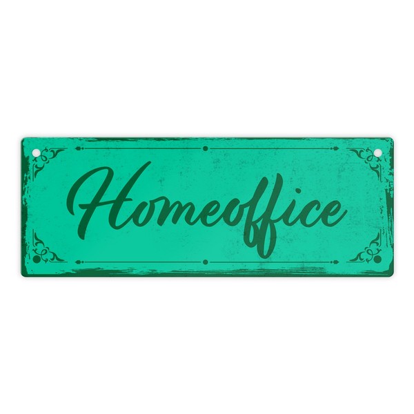 Metallschild Mit SchöNem Design - Homeoffice Im Rustikalen Stil In GrüN-image