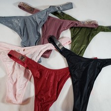 Victoria's Secret Logo Scattered Shine Strap Smooth Thong Satin