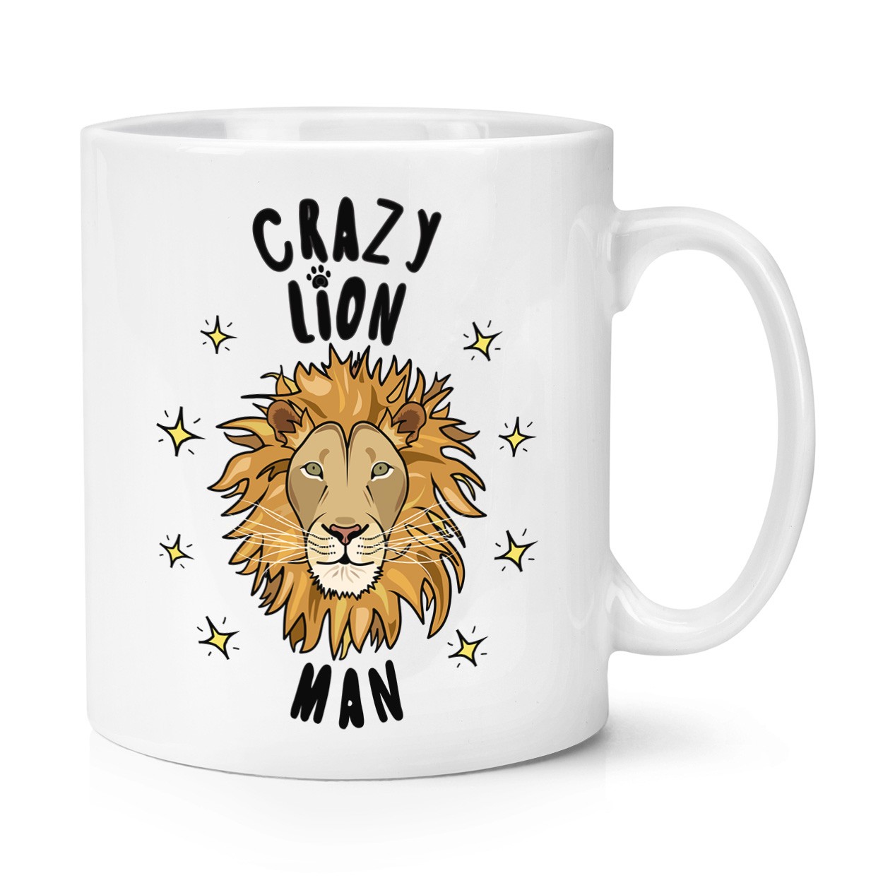 Crazy Lion Man Stars 10oz Mug Cup - Funny Animal