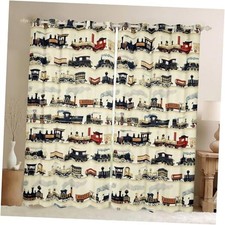 Vintage Train Curtains for Bedroom 2 Panels, 38"W x 45"L Pack of 2 Multi 47