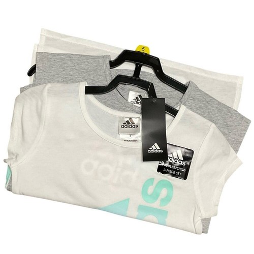 adidas Girl’s Activewear Shirts Pull on Shorts 3 Piece Set Size 5 NEW - Picture 2 of 7