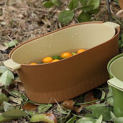 Brown Large Drain Colander Double Layer Detachable Increased Deepened Capacity P