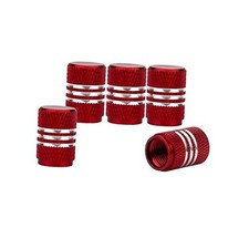 5X Aluminum Car Tire Valve Stem Caps Round Style Air Covers Red