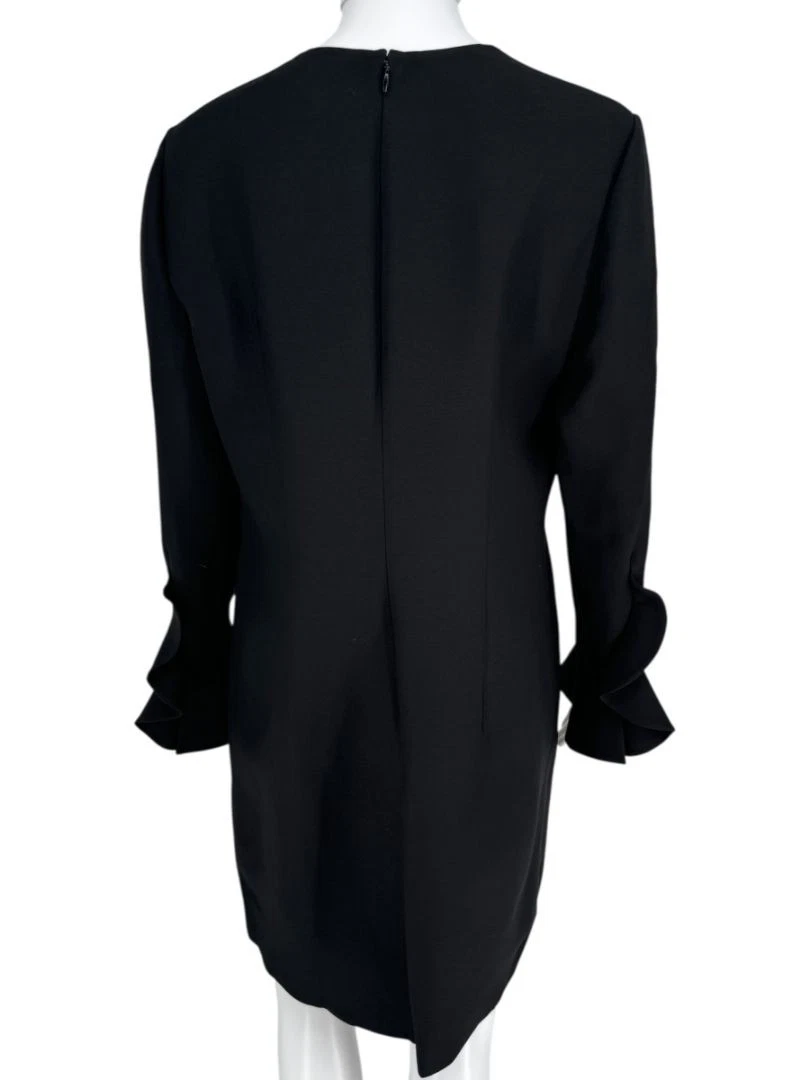 Abito Valentino nero con volant in crepe Taglia 10