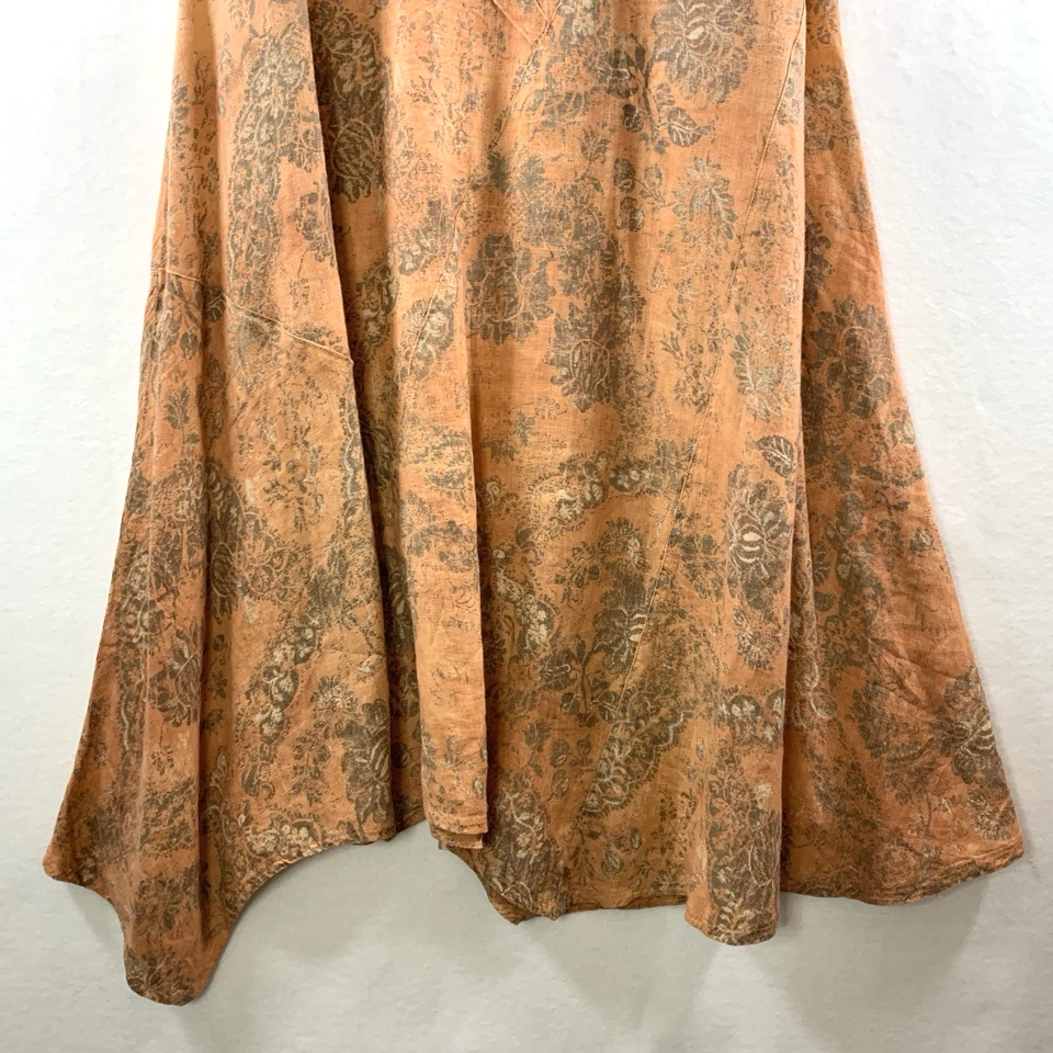 Maxi Vestido Puro Lino Mujer 100% Lino Floral Talla S Gran Tamaño Boho Hecho en Italia Foto 4 de 4