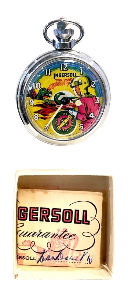 A Vintage Ingersoll DOUBLE Animated Pocket Watch  "DAN DARE"  Circa 1960 IN BOX - Image 2 of 4