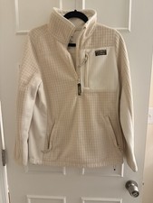 LL Bean Mountain Classic Windproof Fleece Jacket Womens Sz L Natural Bone Pocket