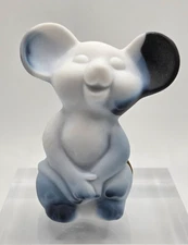 FENTON BLACK AND WHITE SATIN SLAG GLASS NFGS MOUSE 2010