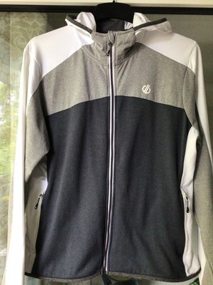 DARE2B core Stretch Damen Trainingsjacke Kapuze Gr.44 schwarz weiß