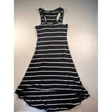 Express Black White Striped High-Low Tank Dress Pocket Racerback Size XS