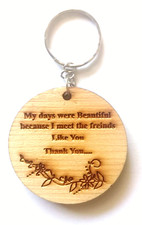 Solid engraved wood Key fobs tags Chain DIY Keychains Gifts Handcrafted Keyrings