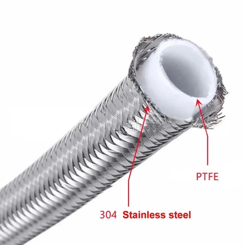 9.8FT/3M 3AN 4AN 6AN 8AN E85 Stainless Steel PTFE Fuel Hose Oil Line 16 Fittings - Imagen 3 de 22
