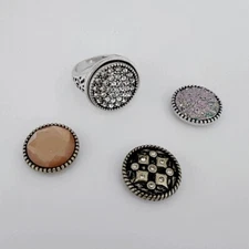 PREMIER DESIGNS SILVER TONE 4 CHANGEABLE RING TOPS CUT CRYSTAL RING (SIZE 10)