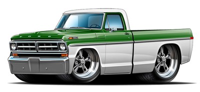 1971 FORD F100 302 Cartoon Truck Boys Mens Wall Graphic Decal Sticker