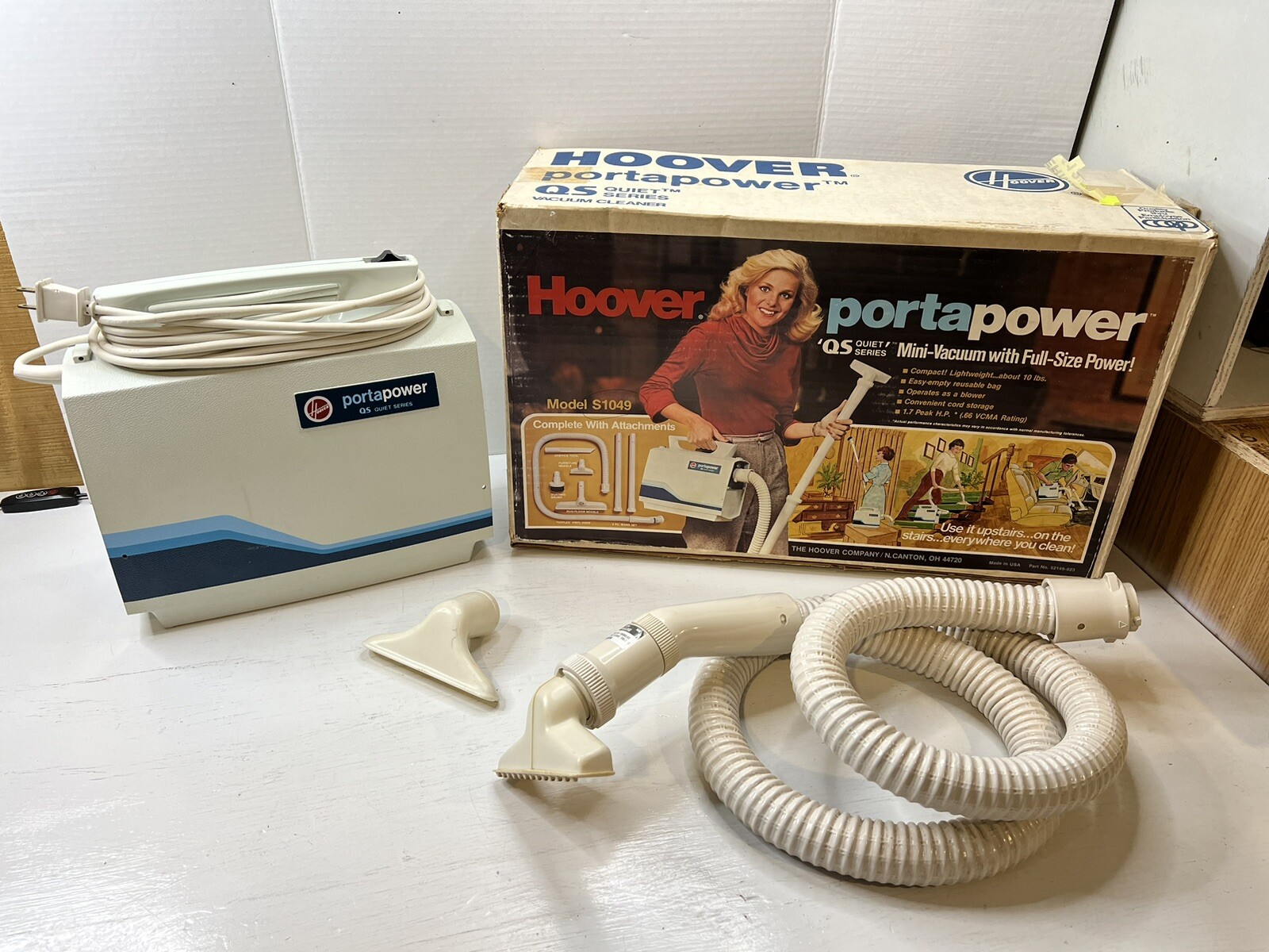 Vintage Hoover PortaPower Vacuum QS Quiet Series S1049 Missing Parts