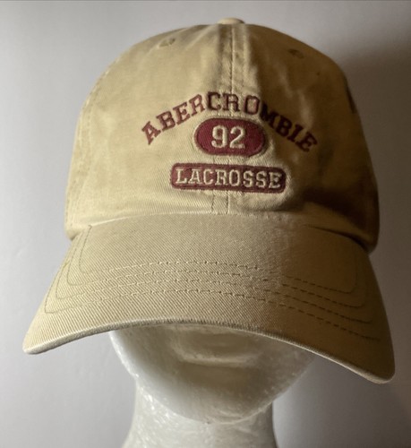Vintage Abercrombie & Fitch Lacrosse 92 Leather Strap Hat Beige One Size