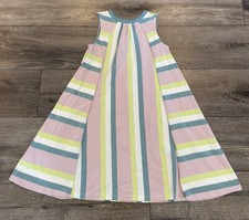 Girl's Tea Collection Dress A Line Sleeveless Lavender Green Teal Stripe 7