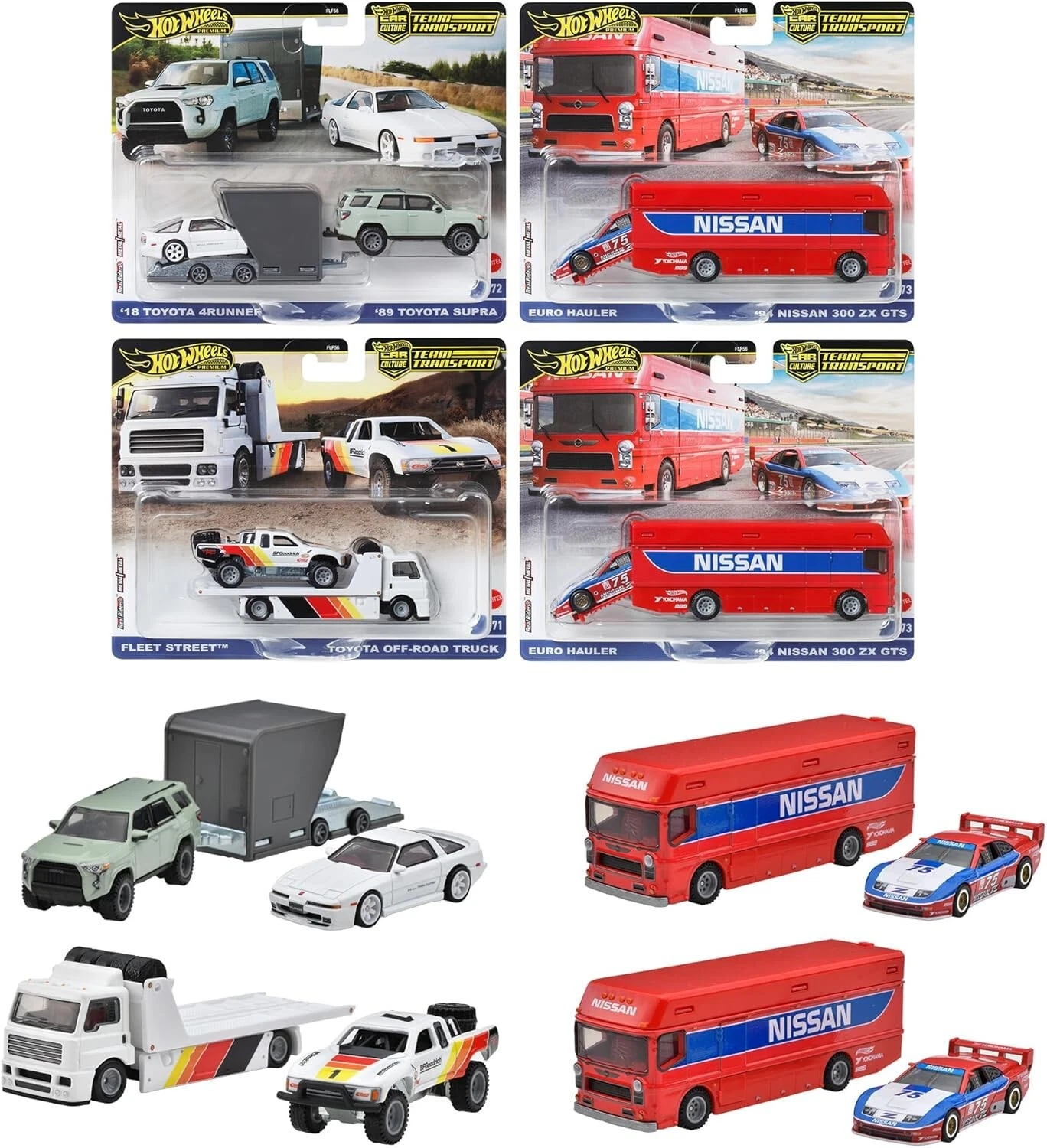 Hot Wheels 2024 Car Culture Team Transport Case A Set of 4, 1/64