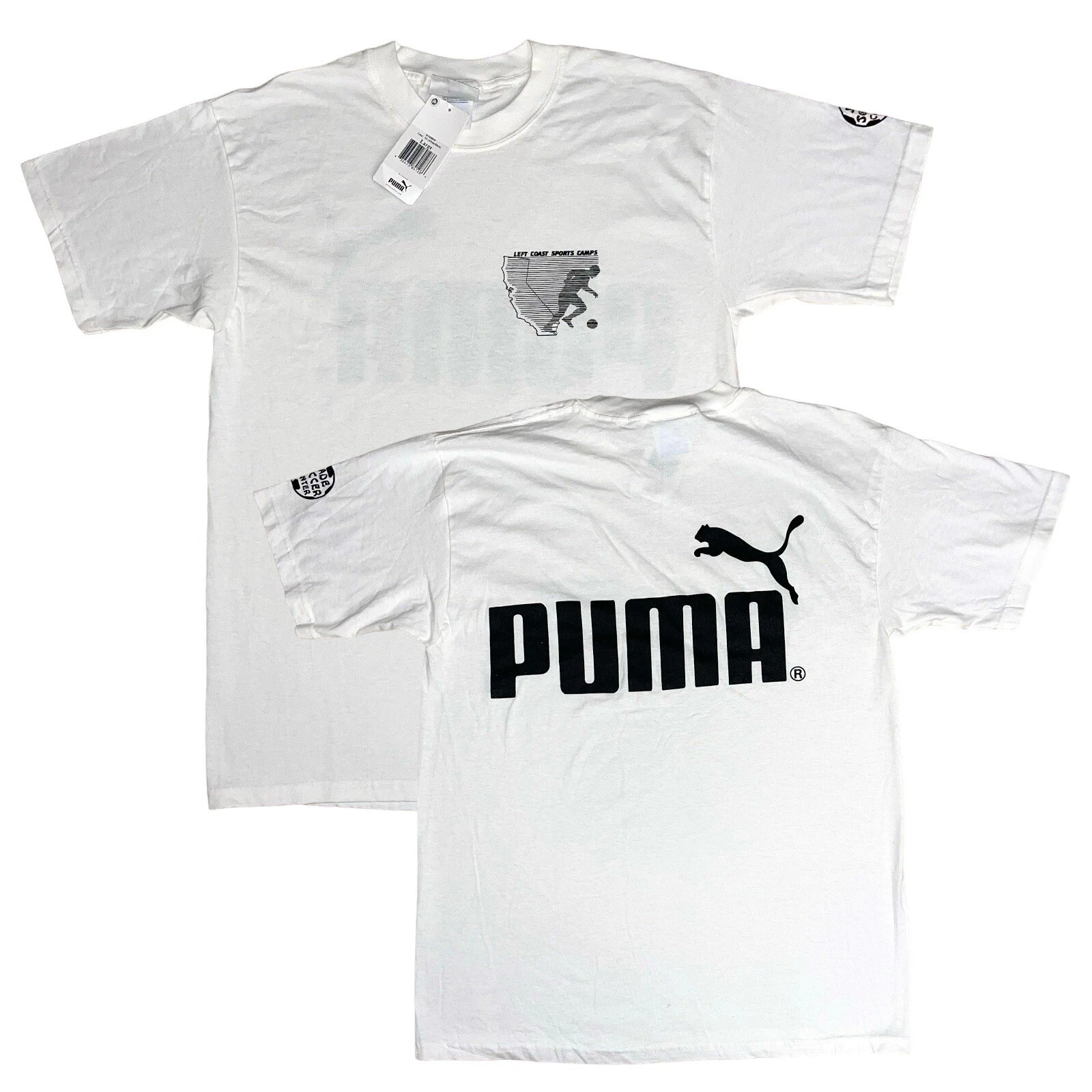 Vintage Puma T Shirt Adult Large Big Spell Out Soccer Sports Camp With Tags RARE