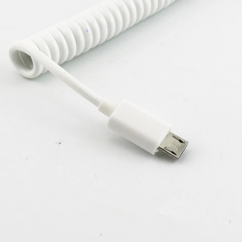10x USB Micro 5Pin Male To Micro Male Spiral Coiled Extension Cable White 3FT - Image 4 of 4