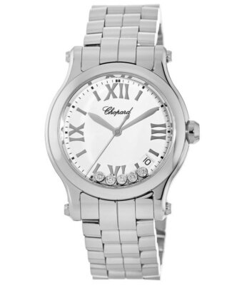 New Chopard Happy Sport Medium 36mm White Floating Women's Watch 278582-3002