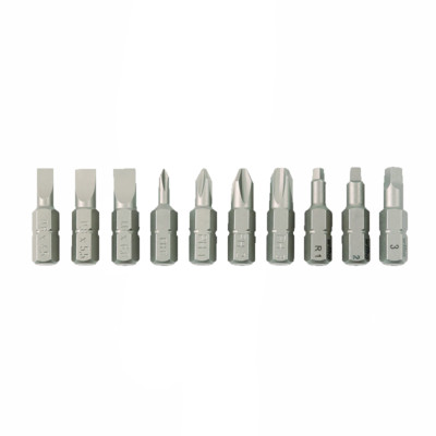 Wiha 72593 Slotted/Phillips/Square Insert Bit Set, 10 pieces
