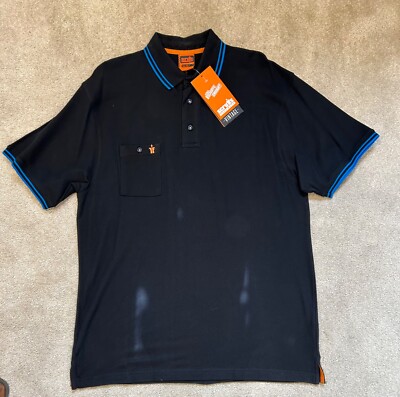 SCRUFFS Herren T-Shirt schwarz Baumwolle Arbeitskleidung Polo Oberteil Tee kurzarm XL neu mit Etikett