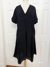 Zara Womens Black V-neck Handkerchief Hem Dress Size Small