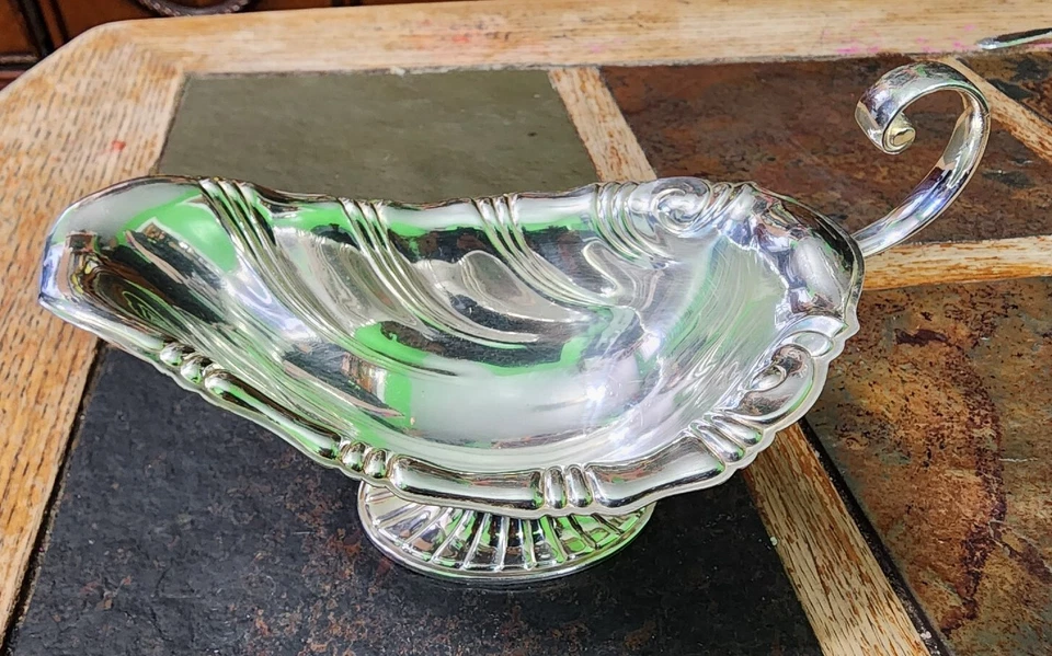 1847 ROGERS ВИНТАЖНЫЙ НЕПТУН УЗОР ПОСЕРЕБРЕННЫЙ СОУС ЛОДКА 9313 🤎 - Изображение 2 из 4