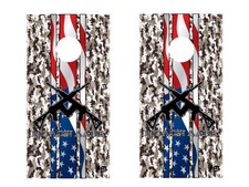 FGD  Brand Cornhole Wrap Set 2nd Amendment Molon Labe Camo LAMINATED Vinyl Decal