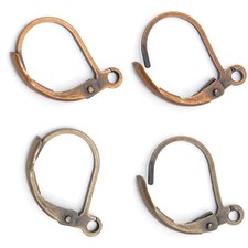 6 Antique Hinged Leverback Hook Hoop Earring Findings with Loop  Lever Back