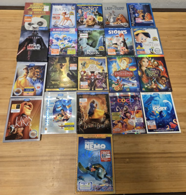 Disney Blu-Ray / DVD Lot Of 21 Movies Snow White Beauty Beast Bambi