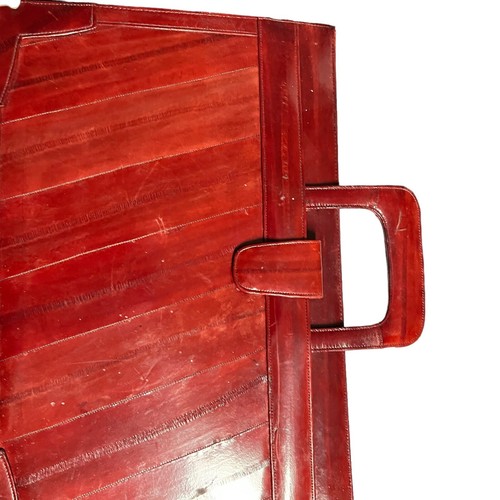 Eel Skin Leather Set Briefcase Attache Portfolio Purse Lipstick Holder Vintage - Picture 18 of 24
