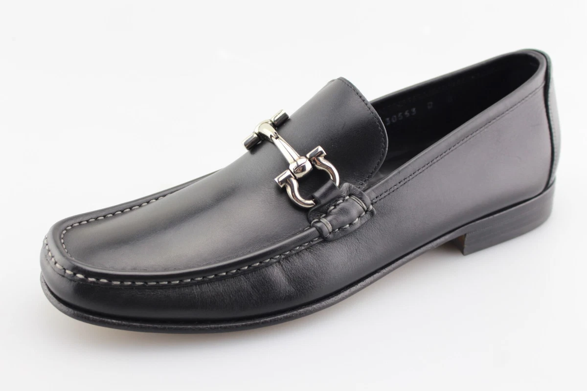 Men s SALVATORE FERRAGAMO Giordano Black Leather Loafers Size US 8 D
