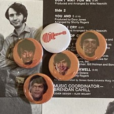 The Monkees Button 5-Pack Mickey Dolenz Mike Nesmith Peter Tork Davy Jones