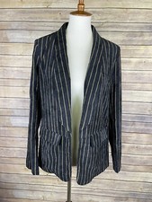 Lush Small Nwt Blazer Corduroy Striped Blue Brown Open Front Boho Stitch Fix