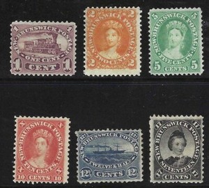 New Brunswick, 1860-1863, Scott #6-11, 1 cent - 17 cents, Unused (without gum)