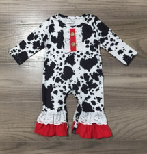 NUEVO Mono Boutique Bebé Niñas Estampado de Vaca Granja Volantes Mameluco
