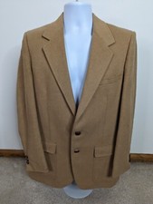 Vintage 100 Camel Hair Sport Coat Blazer Jacket Men's 44R L/XL Tan